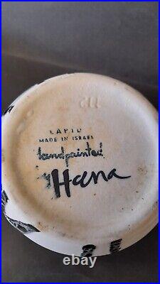 RARE 1960 LAPID Of ISRAEL Ceramic Large Vase Splat Black & White Signed HANA RARE 1960 LAPID Of ISRAEL Ceramic Large Vase Splat Black & White Signed HANA