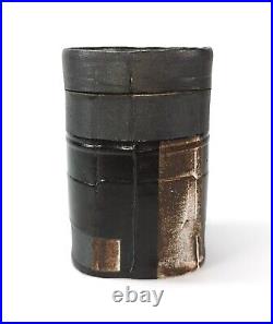 RARE Alex Van Hagen Studio Pottery Black & Iron Oxide Glazed Lidded Pot