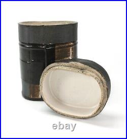 RARE Alex Van Hagen Studio Pottery Black & Iron Oxide Glazed Lidded Pot