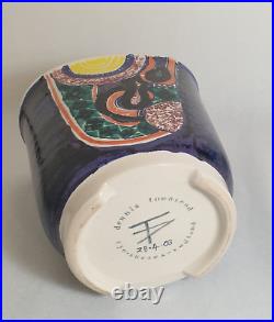 RARE Dennis Townsend RYE Sussex England Abstract Painting Altered Pottery Vase
