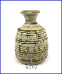 RARE Janet Leach Studio Pottery Ash Glazed Stoneware Vase Impressed Decoration