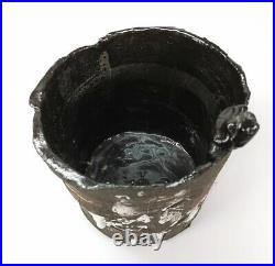 RARE Large 28cms Glen Wild Studio Pottery Tenmoku Stoneware Vessel Shino Pours