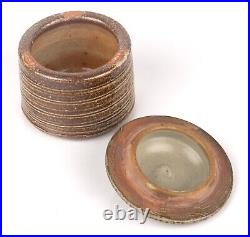 RARE Richard Batterham Studio Pottery Salt Glaze Concentric Lidded Vase Pot