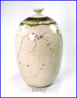 RARE Vintage Armin E. Muller Raku Fired Studio Pottery Vase Large 26cm STUNNING