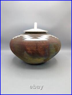 R KEVIN KELLEY Raku Jar Pot with Lid Studio Art Pottery Native American Signed