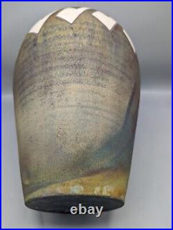 R KEVIN KELLEY Raku Jar Vase with Lid Studio Art Pottery Native American Signed