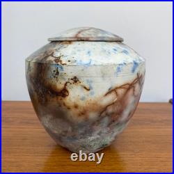 Raku Studio Pottery Lidded Pot Urn Vase Signed John Scott Sourdust Pottery H6