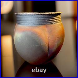 Raku Studio Pottery Vase Signed with W' Makers Mark Stunning Piece Beautiful
