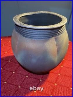 Raku Studio Pottery Vase Signed with W' Makers Mark Stunning Piece Beautiful
