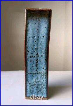 Rare Charles Hair Studio Pottery Rectancular Blue Glazed Vase Signed