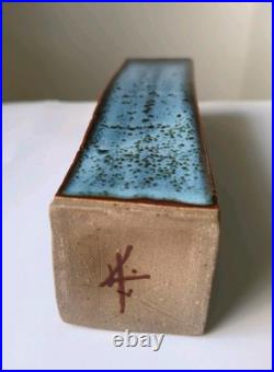 Rare Charles Hair Studio Pottery Rectancular Blue Glazed Vase Signed