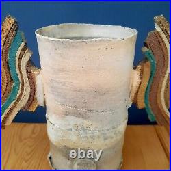Rare Colin Pearson Studio Pottery Winged 7 Vase Vessel Circa 1990s Seal Marked