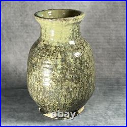Rare Collectible Stephanie Kalan 19cm Studio Pottery Celadon Ribbed Vase