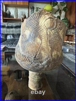 Rare Early Studio Pottery Brutalist Pedestal Vase By Ashley Howard Late 1980s
