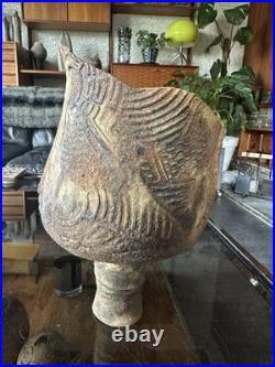Rare Early Studio Pottery Brutalist Pedestal Vase By Ashley Howard Late 1980s
