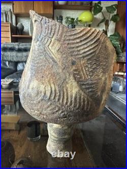 Rare Early Studio Pottery Brutalist Pedestal Vase By Ashley Howard Late 1980s