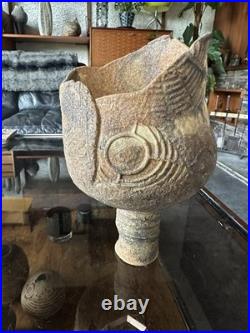 Rare Early Studio Pottery Brutalist Pedestal Vase By Ashley Howard Late 1980s