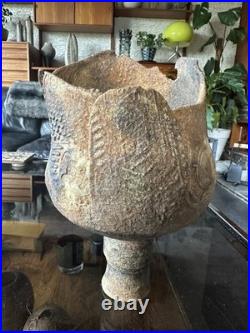 Rare Early Studio Pottery Brutalist Pedestal Vase By Ashley Howard Late 1980s