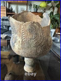 Rare Early Studio Pottery Brutalist Pedestal Vase By Ashley Howard Late 1980s