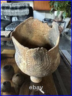 Rare Early Studio Pottery Brutalist Pedestal Vase By Ashley Howard Late 1980s