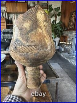 Rare Early Studio Pottery Brutalist Pedestal Vase By Ashley Howard Late 1980s