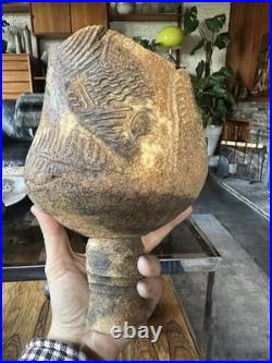 Rare Early Studio Pottery Brutalist Pedestal Vase By Ashley Howard Late 1980s