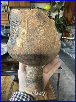 Rare Early Studio Pottery Brutalist Pedestal Vase By Ashley Howard Late 1980s
