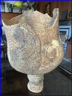 Rare Early Studio Pottery Brutalist Pedestal Vase By Ashley Howard Late 1980s