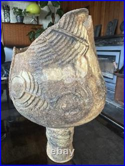 Rare Early Studio Pottery Brutalist Pedestal Vase By Ashley Howard Late 1980s