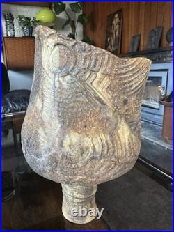 Rare Early Studio Pottery Brutalist Pedestal Vase By Ashley Howard Late 1980s