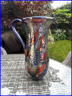 Rare Hugh Veater BLAGDON LUSTRE Copper Silver Studio Pottery Jug 39 cm