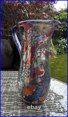 Rare Hugh Veater BLAGDON LUSTRE Copper Silver Studio Pottery Jug 39 cm