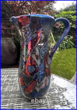 Rare Hugh Veater BLAGDON LUSTRE Copper Silver Studio Pottery Jug 39 cm