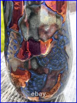 Rare Hugh Veater BLAGDON LUSTRE Copper Silver Studio Pottery Jug 39 cm