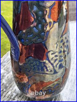 Rare Hugh Veater BLAGDON LUSTRE Copper Silver Studio Pottery Jug 39 cm