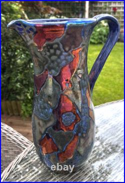 Rare Hugh Veater BLAGDON LUSTRE Copper Silver Studio Pottery Jug 39 cm