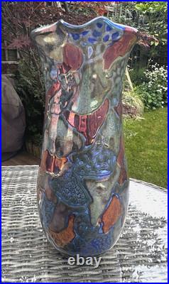 Rare Hugh Veater BLAGDON LUSTRE Copper Silver Studio Pottery Jug 39 cm