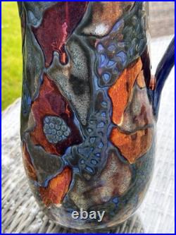 Rare Hugh Veater BLAGDON LUSTRE Copper Silver Studio Pottery Jug 39 cm