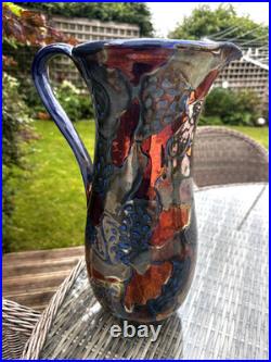 Rare Hugh Veater BLAGDON LUSTRE Copper Silver Studio Pottery Jug 39 cm