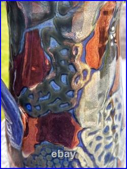 Rare Hugh Veater BLAGDON LUSTRE Copper Silver Studio Pottery Jug 39 cm