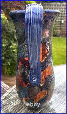 Rare Hugh Veater BLAGDON LUSTRE Copper Silver Studio Pottery Jug 39 cm