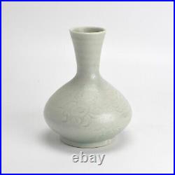Rare James Walford (1913-2001) Porcelain Bottle With Incised Pattern