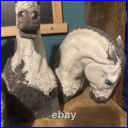 Rare Keza Rudge RAKu Studio Pottery three Horses Heads