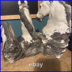 Rare Keza Rudge RAKu Studio Pottery three Horses Heads