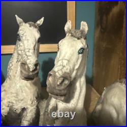Rare Keza Rudge RAKu Studio Pottery three Horses Heads