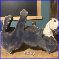 Rare Keza Rudge RAKu Studio Pottery three Horses Heads