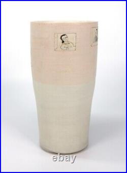 Rare Large Rodney Lawrence Elizabeth Raeburn Studio Pottery Ladder Vase SUPER