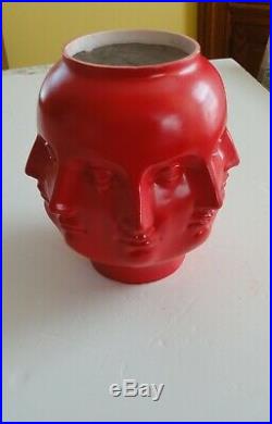 Rare Red TMS 2005 Vitruvian Dora Maar Perpetual Face Sculpture Vase Planter