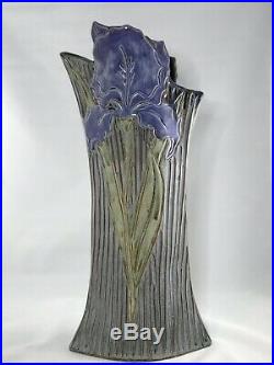 Rare Retired Large Vintage Emily Pearlman Pottery Signed Iris Vase 4 Piece Set