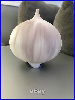 Rare Rose Cabat Studio Art Pottery Feelie Vase Signed Cream Purple Blue